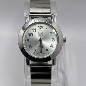 NY&C Women's Quartz‎ Watch Silver Tone Stretch Band 32mm Case- New Battery